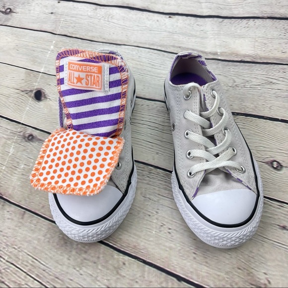 Converse All Star Double Tongue Junior Unisex Shoes Off white/Light Gray size 1 - Picture 8 of 10